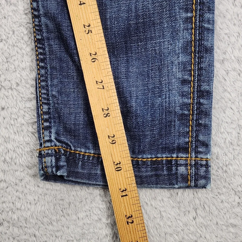 Antik Denim Jeans Womens 29 Medium Wash Low Rise Skinny Stretch Blue Embroidered